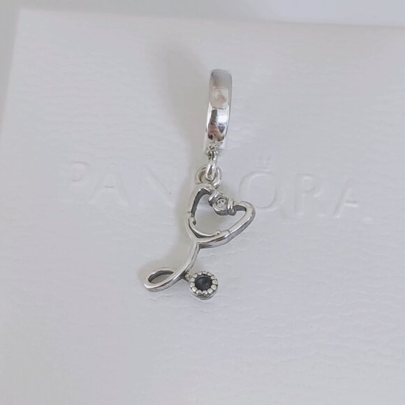 Pandora Stethoscope Heart Dangle Charm Bracelet Charm with box - Picture 5 of 8